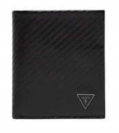 Portfele - GUESS CZARNY PORTFEL MĘSKI Z PIKOWANEJ SKÓRY NATURALNEJ GMA - miniaturka - grafika 1