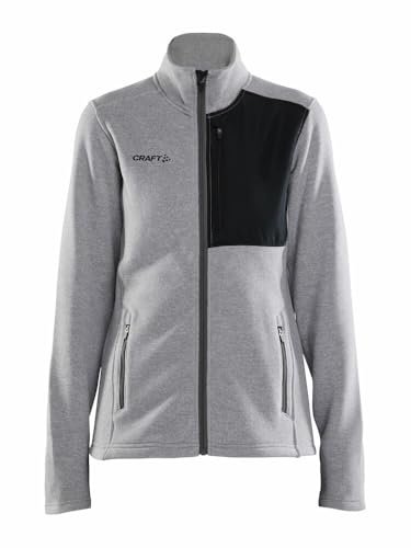 Craft ADV EXPLORE HEAVY FLEECE kurtka polarowa damska XXL | szary melanż-czarny | szczotkowana strona wewnętrzna | kieszeń na piersi z zamkiem błyskawicznym | bluza męska | odzież sportowa dla