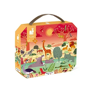 Puzzle w walizce Rezerwat zwierząt 54 elementy 5+ Made in France, Janod - Puzzle - miniaturka - grafika 1