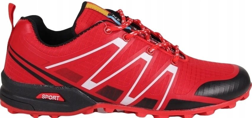 CZERWONE BUTY TREKKINGI MĘSKIE PÓŁBUTY SZNUROWANE WYGODNE MODNY FASON