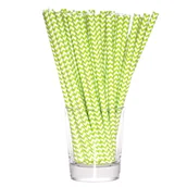 Słomki do napojów - Słomka papierowa shake 8 mm limonkowo-biały 10 sztuk - miniaturka - grafika 1