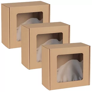 Kwadratowe pudełko fasonowe z okienkiem, pudełko prezentowe 20x20x10 cm x3 - Zestawy upominkowe - miniaturka - grafika 1
