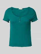 Koszulki i topy damskie - T-shirt z efektem prążkowania - miniaturka - grafika 1