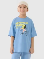 Koszulki dla chłopców - 4F T-shirt oversize z nadrukiem chłopięcy - niebieski 164 (13-14 lat) - miniaturka - grafika 1