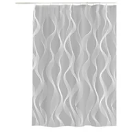 Zasłony prysznicowe - Wodoodporna zasłona prysznicowa z plastikowymi haczykami, 180 x 180 cm, szara (wzór zakrzywiony) - miniaturka - grafika 1