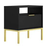 Szafki nocne - Czarna szafka nocna na złotych nóżkach L1-F61 - miniaturka - grafika 1