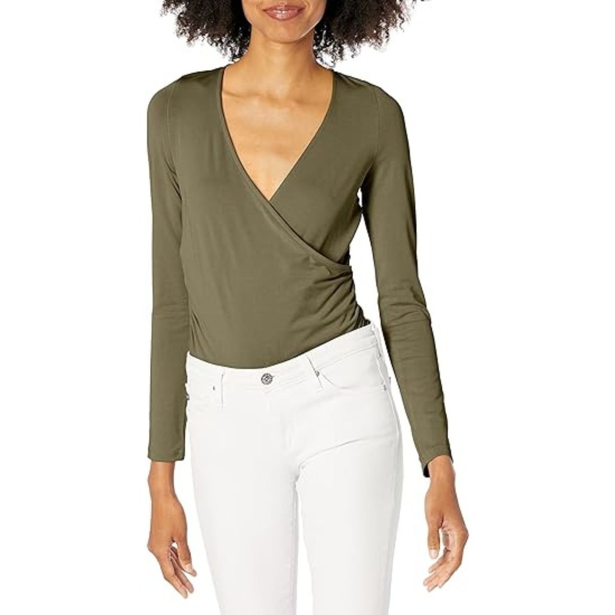 Bluzka damska Guess Crossocer Ruched Mane Top zielona -M