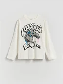 Bluzy dla chłopców - Reserved - Longsleeve z nadrukiem - złamana biel - miniaturka - grafika 1