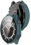 Akcesoria do smartwatchy - Bizon Etui ze szkłem do zegarka Case+Glass Watch do OnePlus Watch 3 / Oppo Watch X2, zielone - miniaturka - grafika 1