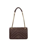 Torebki damskie - Brązowa pikowana torebka na łańcuchu - miniaturka - grafika 1