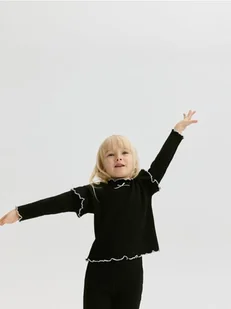 Reserved - Prążkowana bluzka z kokardką - czarny - Bluzki dla niemowląt - miniaturka - grafika 1