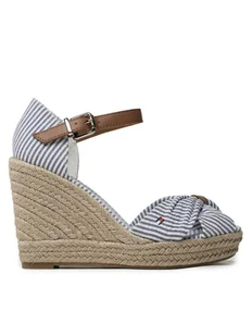 Tommy Hilfiger Espadryle Basic Seersucker High Wedge FW0FW07160 Niebieski - Espadryle damskie - miniaturka - grafika 1