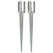 Akcesoria do ogrodzeń - Vida Kołki gruntowe 2 szt. srebrne 10x76 cm stal galwanizowana V-145431 - miniaturka - grafika 1