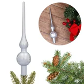 Ozdoby bożonarodzeniowe - Srebrny szpic, mały czubek na choinkę, świąteczna ozdoba szczytowa 20 cm - miniaturka - grafika 1