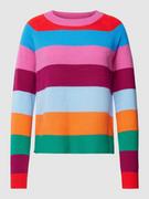 Swetry damskie - Sweter z kaszmiru z wzorem w paski - miniaturka - grafika 1