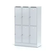 Szafki BHP - Alfa 3 Metalowa szafka ubraniowa 6-drzwiowa na cokole, drzwi szare, zamek cylindryczny 1261774 - miniaturka - grafika 1