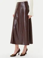 Spódnice - Simona Corsellini Spódnica z imitacji skóry A25CPGO00701 Brązowy Regular Fit - miniaturka - grafika 1