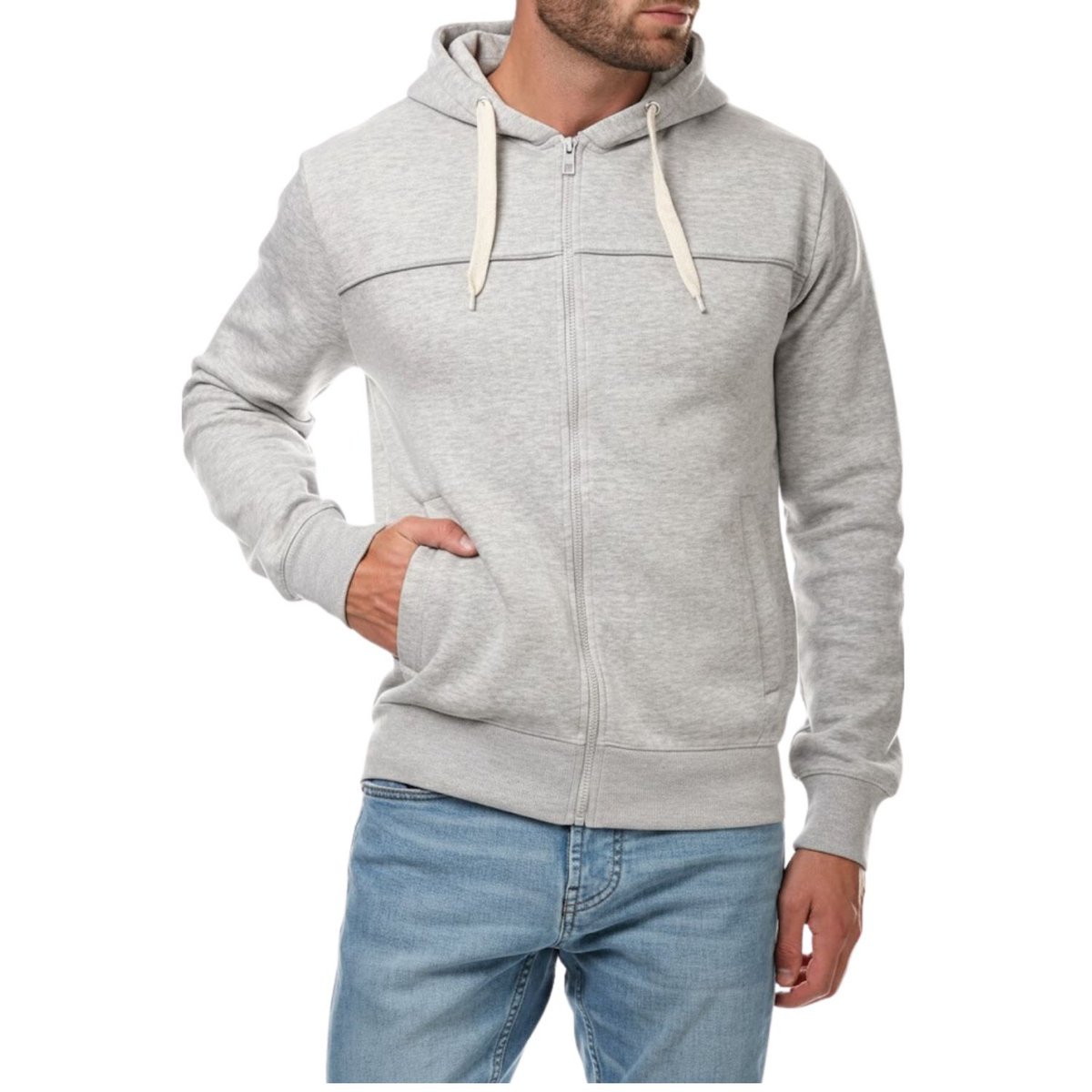 Bluza męska Hopenlife Laurent szara rozsuwana z kapturem-S