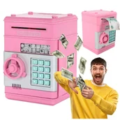 Skarbonki - Sejf Dla Dzieci Na Pin Skarbonka Duża Elektroniczna Bankomat Różowy Monety - miniaturka - grafika 1