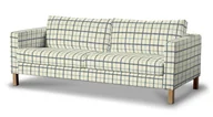 Pokrowce na meble - Dekoria pl pl Pokrowiec na sofę Karlstad 3-osobową nierozkładaną krótki ecru tło niebieska kratka 204 x 89 x 64 cm Avinon 615-131-66 - miniaturka - grafika 1