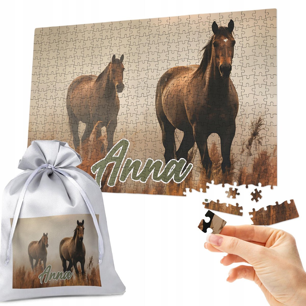 PUZZLE 500 el KONIE RUMAKI - IDEALNY PREZENT NA ŚWIĘTA CHOINKĘ TWOJE IMIĘ