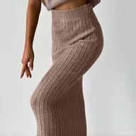 Spódnice - TEMU Damska Midi Spódnica Żebrowana z Owijaniem Bioder, Prosty Krój - Elegancka Sukienka na Wszystkie Pory Roku Jesień/ - miniaturka - grafika 1