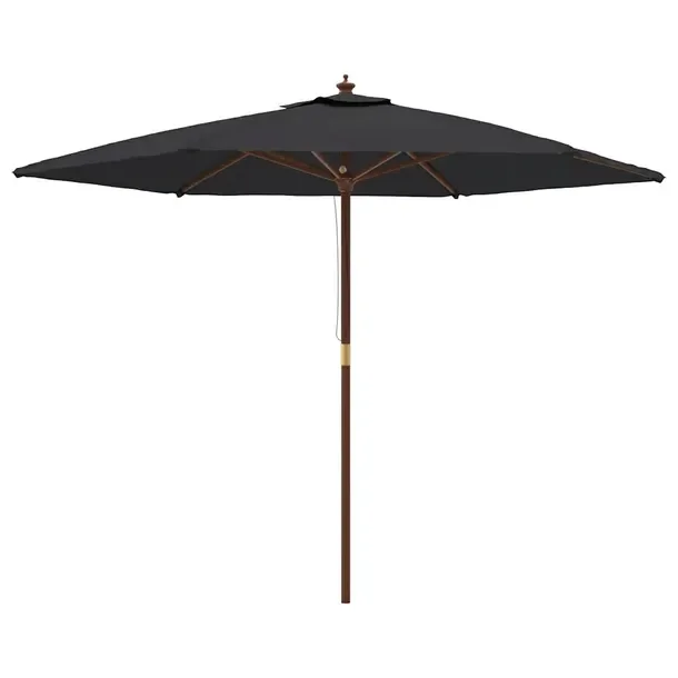 Parasol ogrodowy czarny 299 x 240 cm, drewno twarde, wentylowany