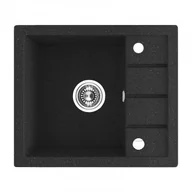 Zlewozmywaki - Laveo SBP 713T Zlewozmywak granitowy1 komora z p$574ociekaczem Wymiary 495x570x185 mm Wymiar szafki 500 mmWyko$575czenie czarneW zestawie z syfonem Space Saving i korkiem automatycznym - miniaturka - grafika 1