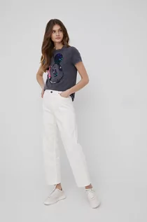 Spodnie damskie - Lee jeansy WIDE LEG LONG WHITE damskie high waist - grafika 1