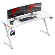Biurka gamingowe - Biurko gamingowe Huzaro Hero 4.8 RGB białe z podświetleniem - miniaturka - grafika 1