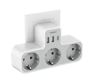 Przedłużacze i rozgałęźniki - Tessan TS-323-DE-C 3 gniazda 2x USB-A USB-C Biało-szary - miniaturka - grafika 1