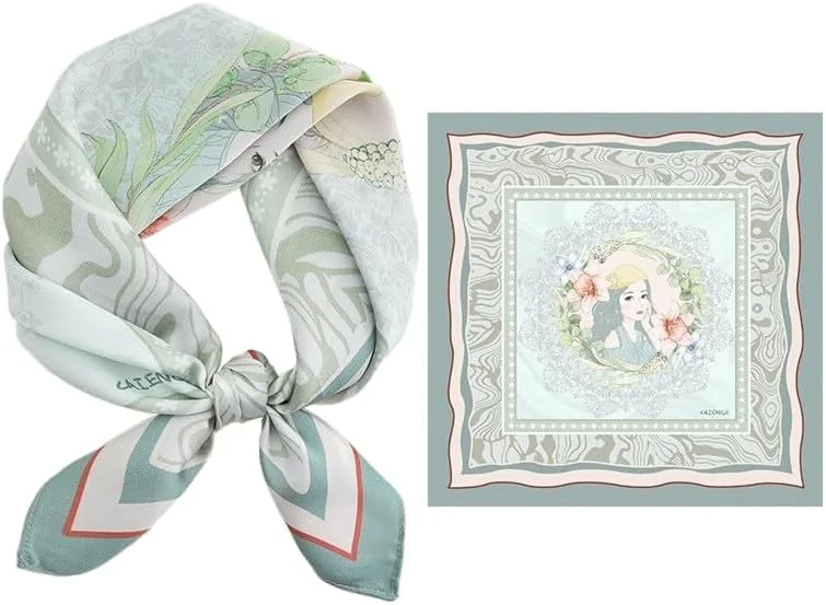 SZALIK 53X53CM DAMSKI KWADRATOWY JEDWABNY POLIESTER STYLOWY VINTAGE
