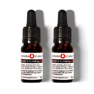 Cannaba Organics Zestaw 2 buteleczek 10 ml z olejem 10% CBN+CBD surowym z chlorofilem - Suplementy naturalne - miniaturka - grafika 1