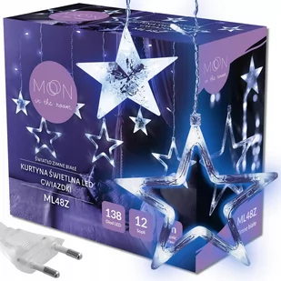 Gwiazdki Sople Led Lampki Choinkowe Kurtyna - Oświetlenie świąteczne - miniaturka - grafika 1