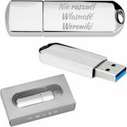 Pendrive - Pendrive chrom 64 GB Pamięć USB 3.0 prezent z Grawerem - miniaturka - grafika 1