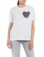 Koszulki i topy damskie - Replay T-shirt damski, 001 White, M - miniaturka - grafika 1