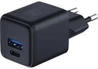 Ładowarki do telefonów - 3mk Ładowarka sieciowa Hyper GaN Charger 20W, 1x USB-A QC 4+, 1x USB-C PD, czarna - miniaturka - grafika 1