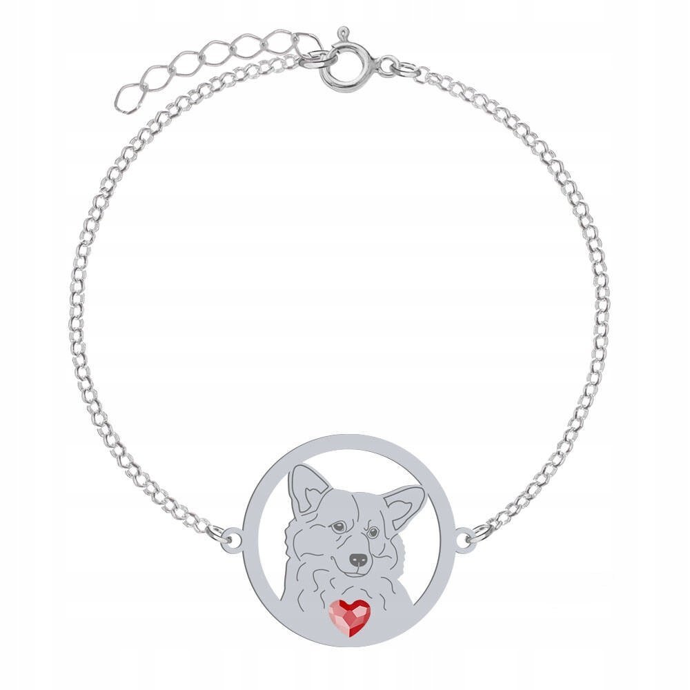 Bransoletka Srebrna z psem Welsh Corgi Pembroke 925 Prezent GRAWER GRATIS