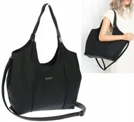 Torebki damskie - Torebka damska listonoszka worek na ramię duża pojemna torba CH7714 Czarna - miniaturka - grafika 1