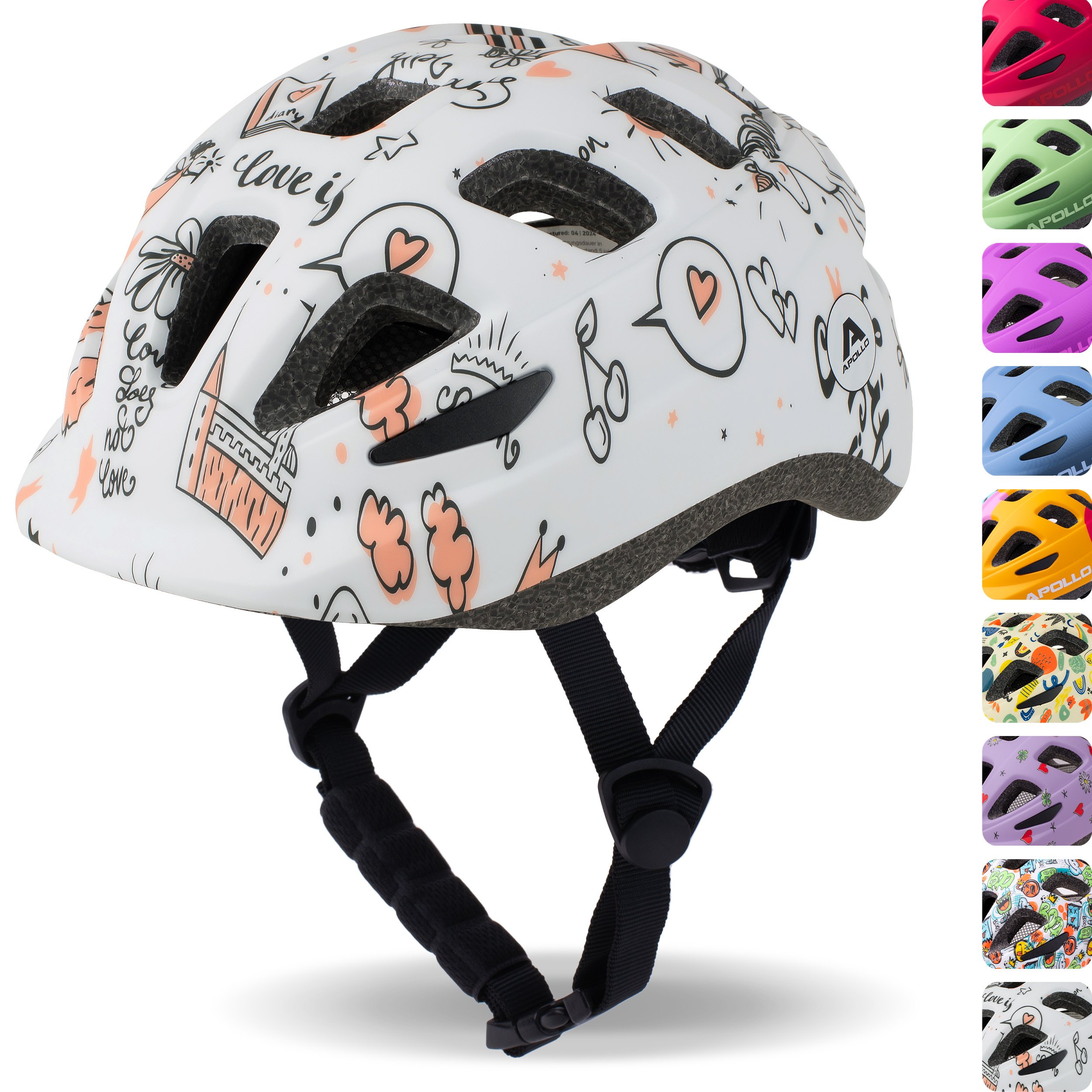 Dziecięcy kask rowerowy Apollo, kask dla dzieci i młodzieży, kask multisportowy - Fairytale - S (48-52 cm)