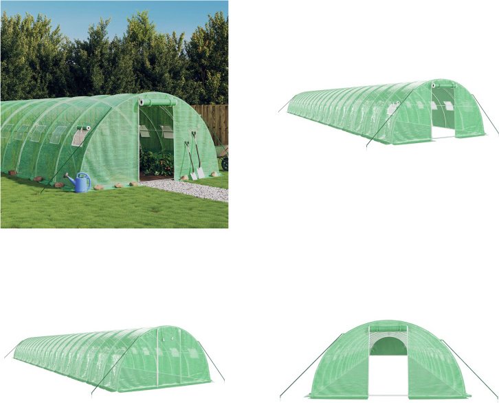vidaXL Szklarnia z ramą stalową zielona 80 m² 20x4x2 m - Szklarnia - Szklarnie - Tunel foliowy - Szklarnia wolnostojąca