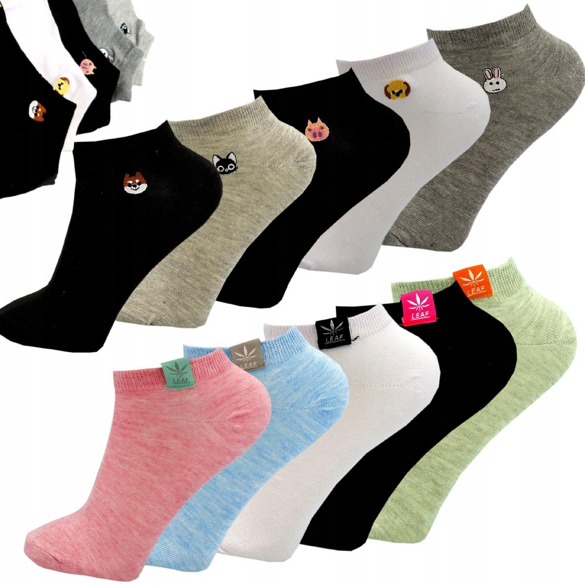 10x SKARPETY DAMSKIE Krótkie Skarpetki STOPKI Kolorowe Różne Bawełna 39/41