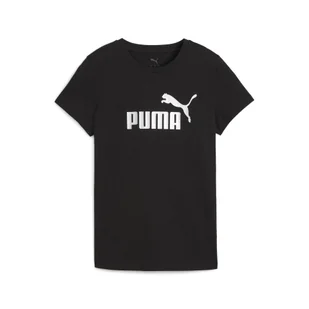 Damska koszulka z logo NO. 1 ESS METALLIC PUMA Black Metallic Silver - Koszulki sportowe damskie - miniaturka - grafika 1