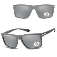 Okulary korekcyjne, oprawki, szkła - Prostokątne okulary przeciwsłoneczne z polaryzacją lustrzane MP197C szary/srebrny - miniaturka - grafika 1