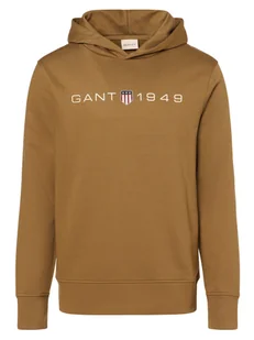 Gant Męska bluza z kapturem Mężczyźni brązowy nadruk, L - Bluzy męskie - miniaturka - grafika 1
