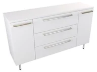 Szafki łazienkowe - Szafka Stojąca Z Blatem ATH 140 cm KD - Biały Mat - Uchwyty Stal Szczotkowana - miniaturka - grafika 1