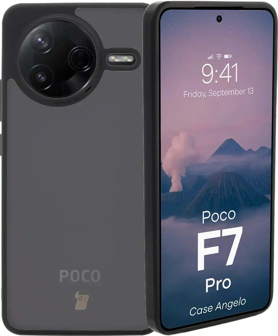 Etui na telefon komórkowy Xiaomi Poco F7 Pro, Bizon Case Angelo, przyciemniane z czarną ramką