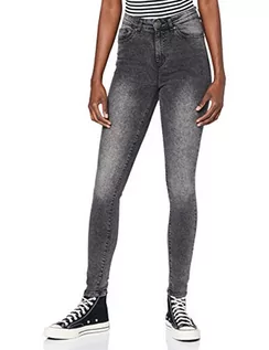 Spodnie damskie - Urban Classics Damskie spodnie z wysokim stanem skinny, Black Stone Washed, 30W / 32L - grafika 1
