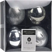 Bombki - Bombka plastikowa 10 cm grafit 4 sztuki - miniaturka - grafika 1