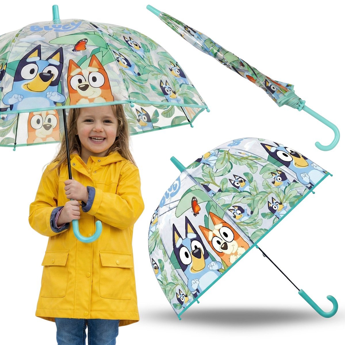 Bluey Dziecięca parasolka, SKŁADANY transparentny parasol manualny dla dzieci